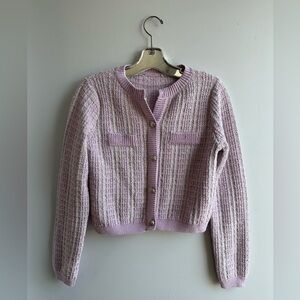 Lavender tweed button up cardigan